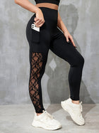 Women's High-Waisted Lace Panel Active Leggings with Pockets