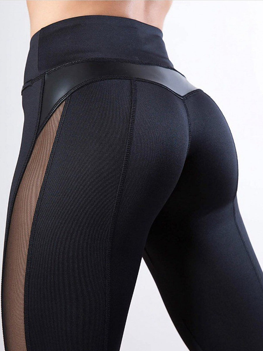 Women's High Waist Mesh Panel Sculpting Leggings