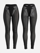 High Waist Sheer Mesh Seamed Leggings