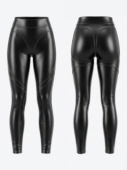 High Waist Glossy Faux Leather Butt Lift Leggings