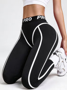 High-Waist Sport Leggings with Contrast Piping