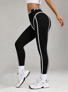 High-Waist Sport Leggings with Contrast Piping