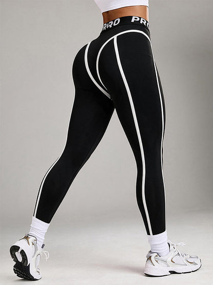 High-Waist Sport Leggings with Contrast Piping