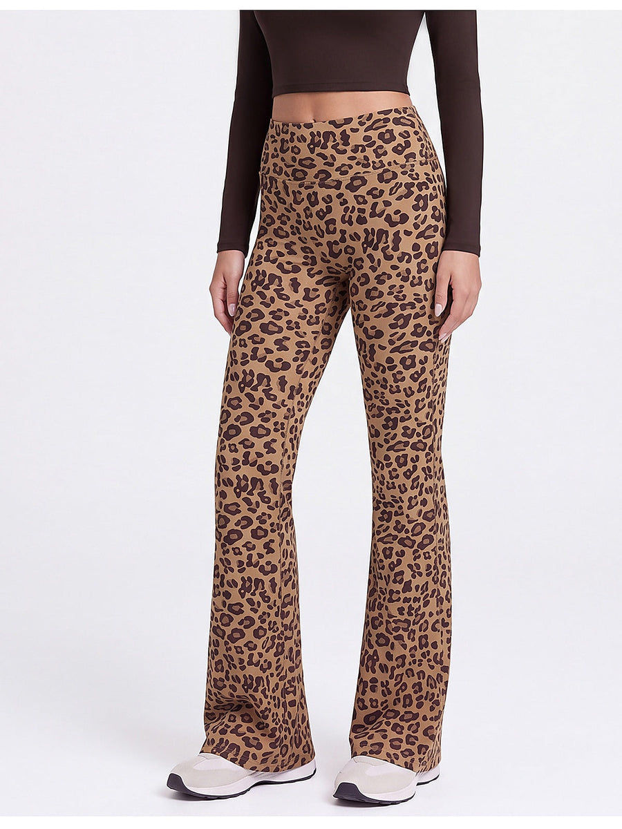 Leopard Print High-Waisted Flare Leggings