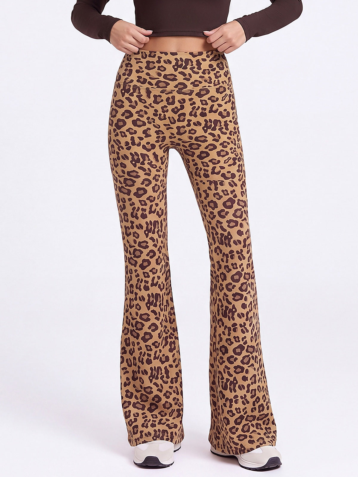 Leopard Print High-Waisted Flare Leggings