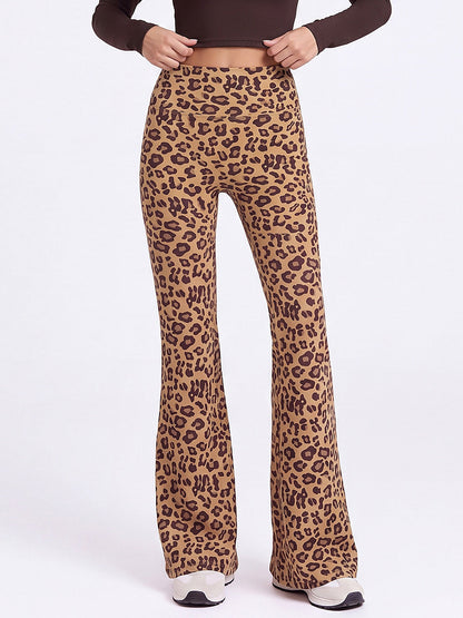 Leopard Print High-Waisted Flare Leggings