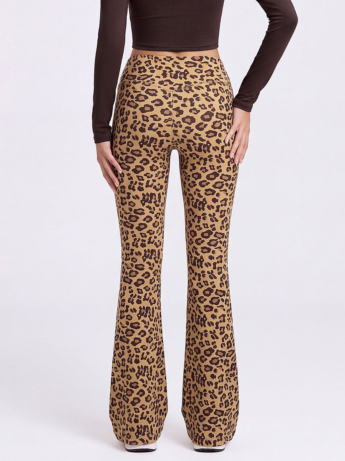 Leopard Print High-Waisted Flare Leggings