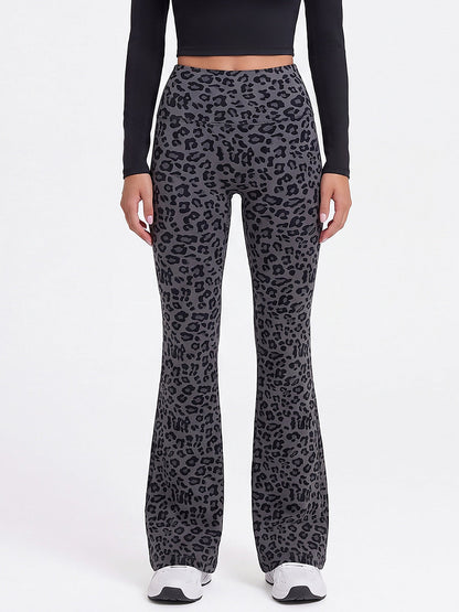 Leopard Print High-Waisted Flare Leggings