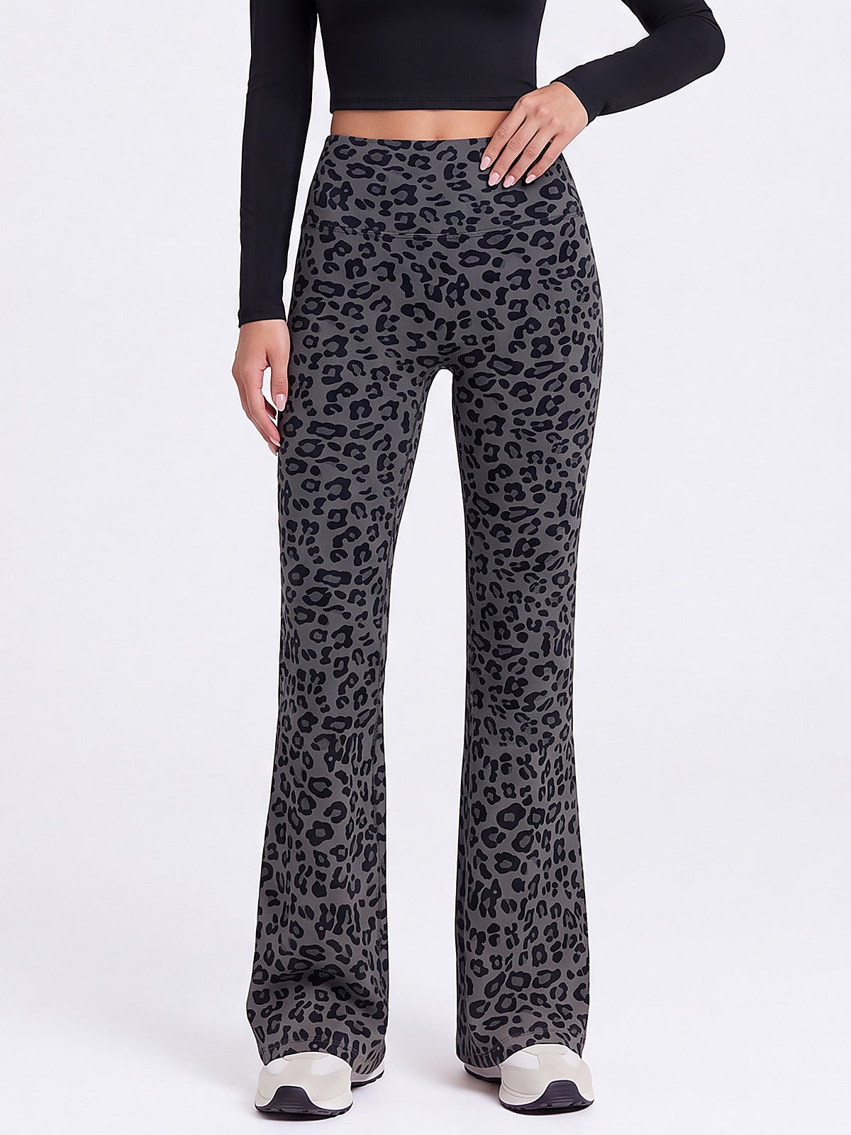 Leopard Print High-Waisted Flare Leggings