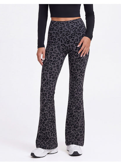 Leopard Print High-Waisted Flare Leggings