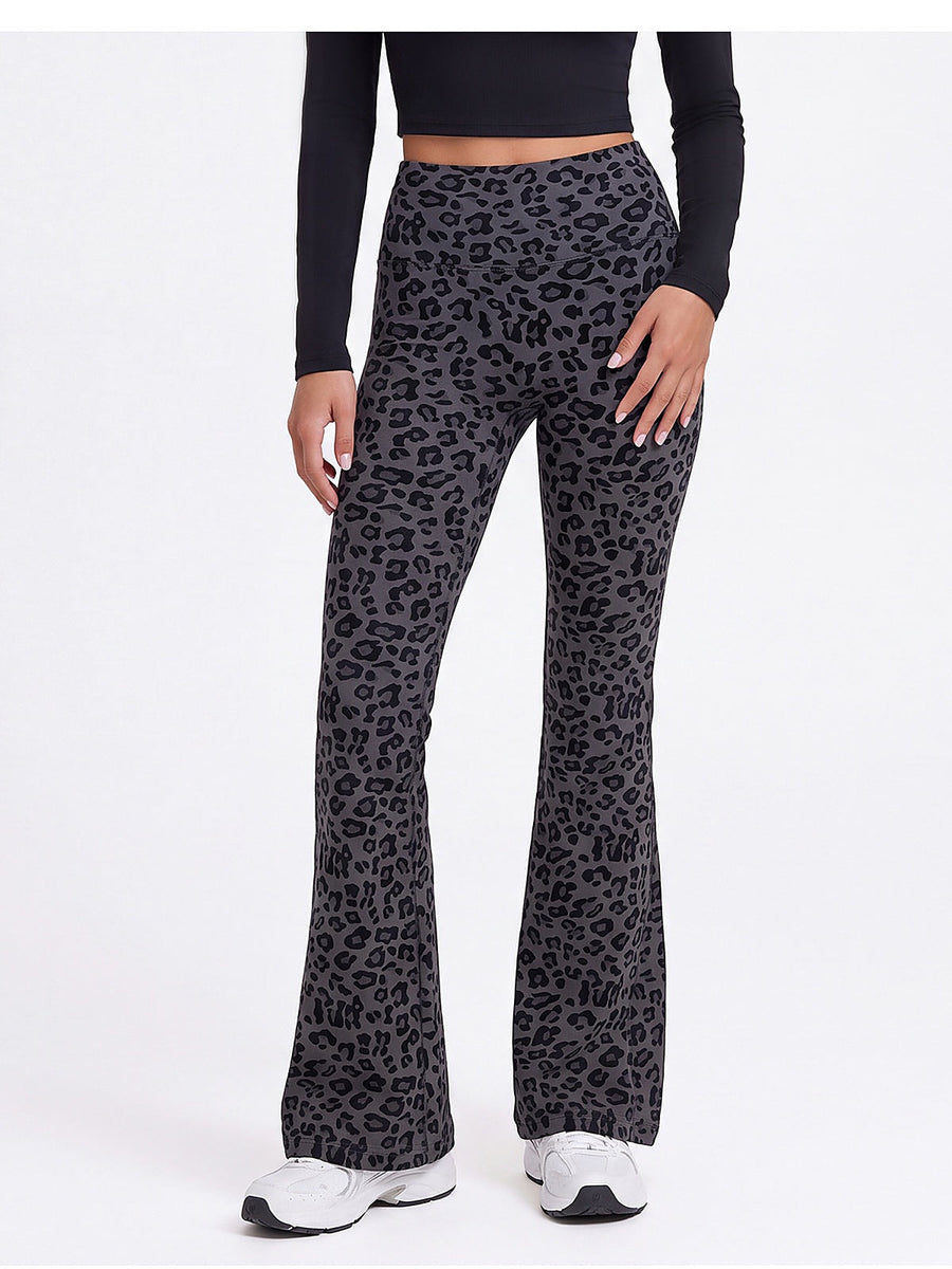 Leopard Print High-Waisted Flare Leggings