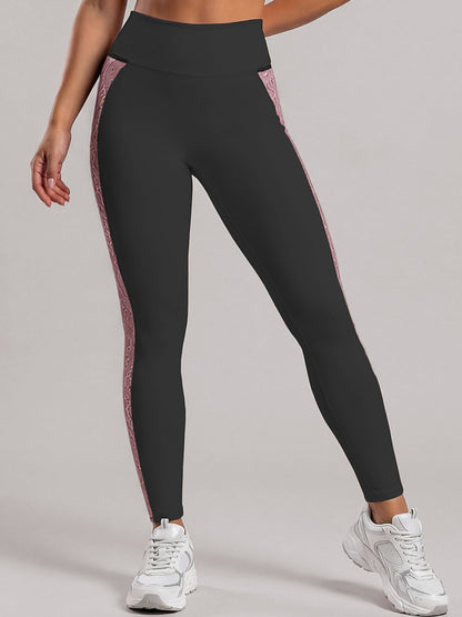 High-Waist Lace-Panel Sculpting Leggings