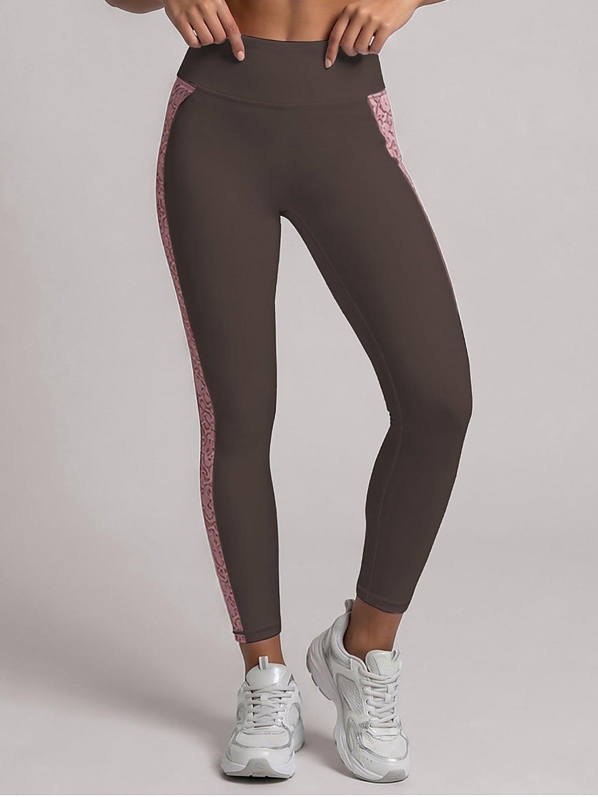 High-Waist Lace-Panel Sculpting Leggings