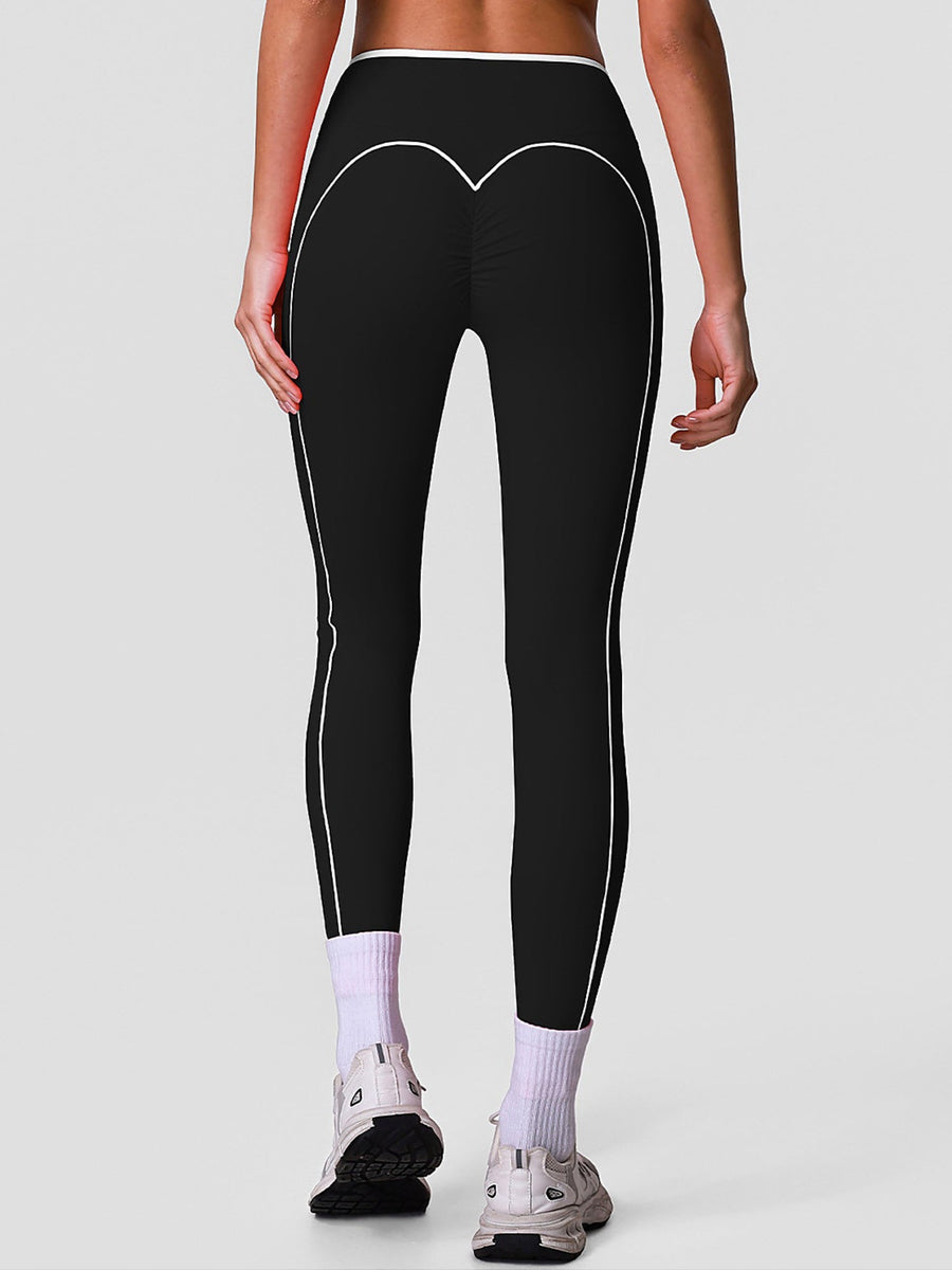 Sculpting High-Waist Crossover Leggings with Contrast Side Stripe