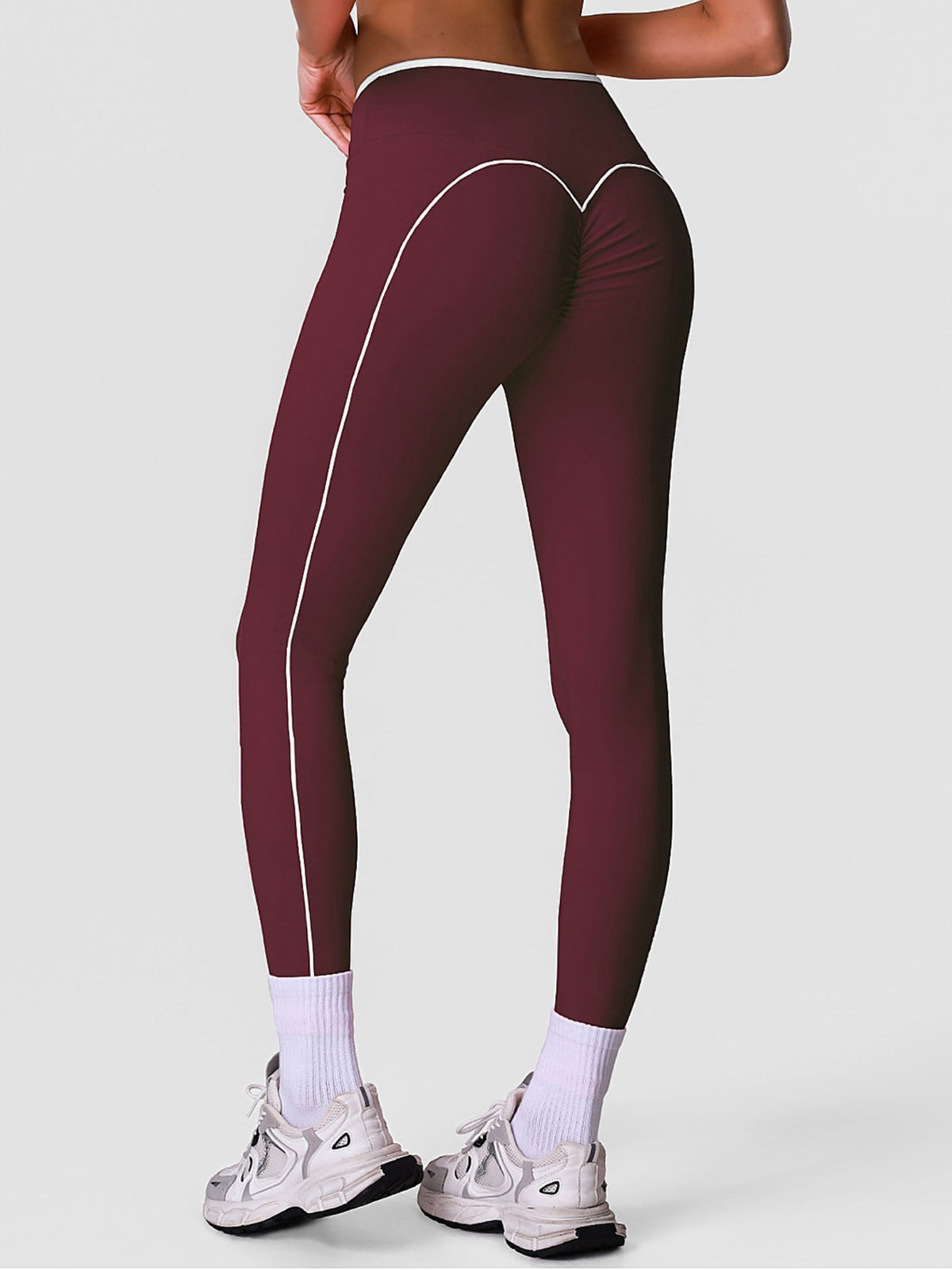 Sculpting High-Waist Crossover Leggings with Contrast Side Stripe