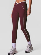 Sculpting High-Waist Crossover Leggings with Contrast Side Stripe