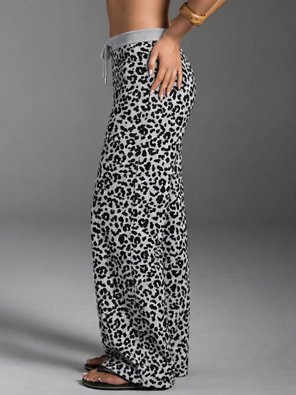Women's Leopard Print Wide Leg Yoga Pants