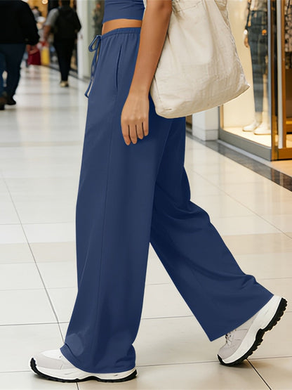 Women's Relaxed Wide-Leg Drawstring Casual Pants