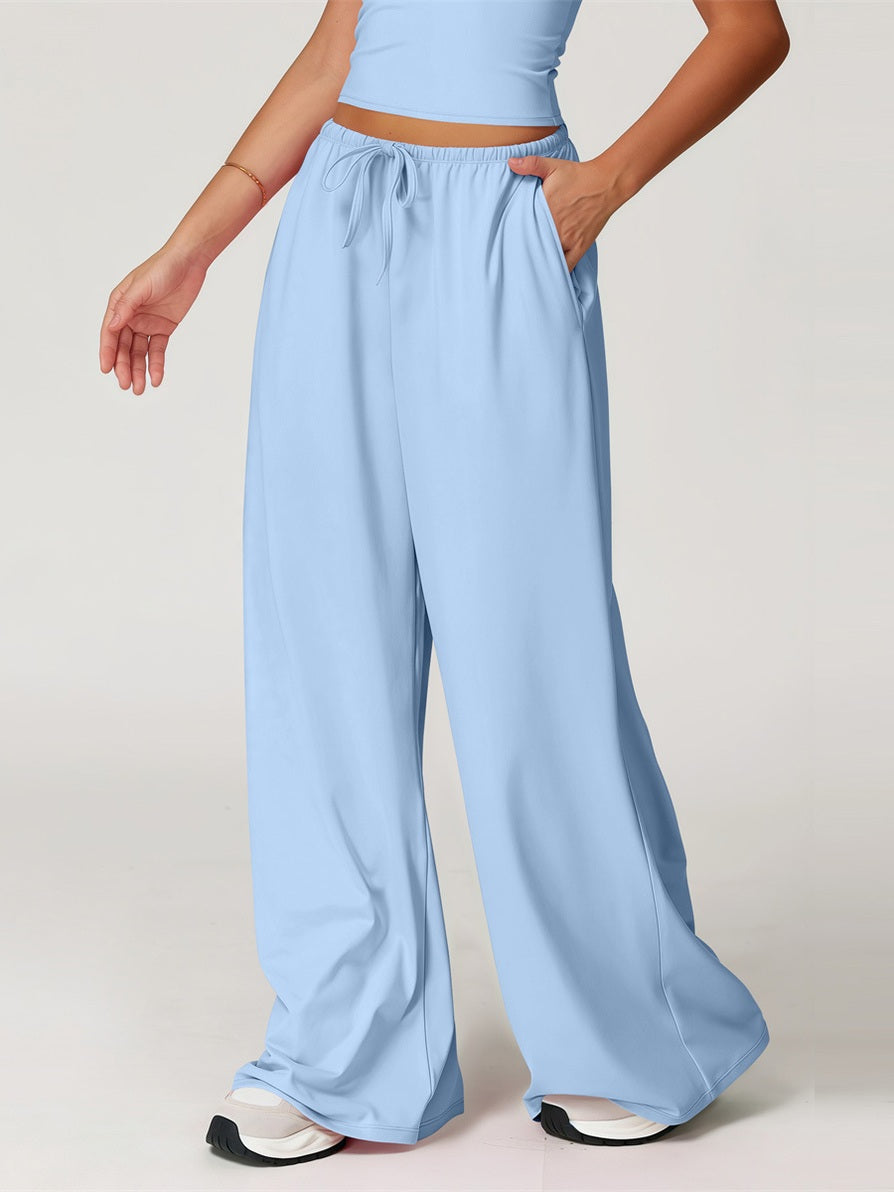 Women's Relaxed Wide-Leg Drawstring Casual Pants