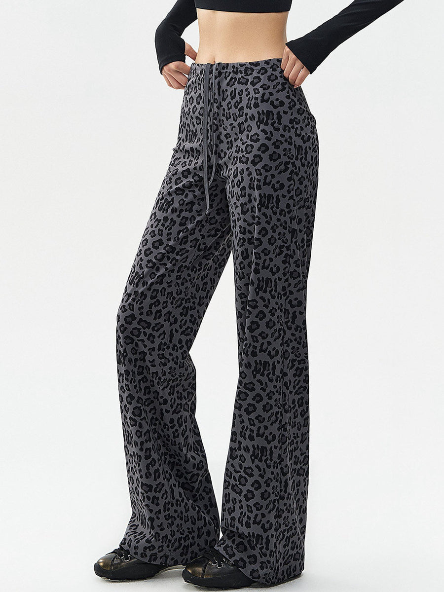 Leopard Print High-Waist Wide-Leg Pants