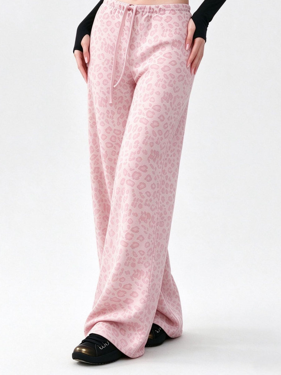 Leopard Print High-Waist Wide-Leg Pants