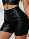 Faux-Leather Lace-Up Halter Top & Shorts Set