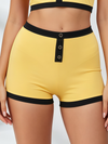 Contrast-Trim Faux-Button Crop Top & Shorts Set