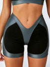 Color Block Spliced Sports Bra & High Waist Shorts Set