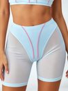 Mesh Panel Pink Piping Sheer Light Blue Active Set