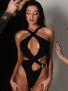 ZASUWA Female Sexy Hollow Out Cross One-piece Swimsuit