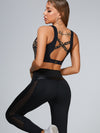 ZASUWA Female Mesh PU Back High-rise Leggings