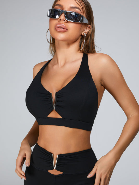 ZASUWA Female Cutout V Shape Metal Sports Bras