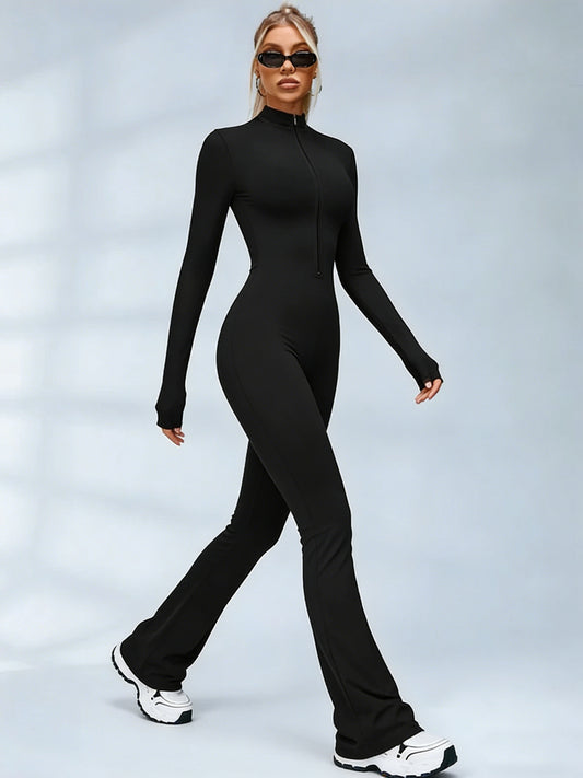 ZASUWA Female Zipper Flare Jumpsuit