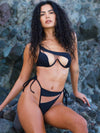 ZASUWA Female Mesh Drawstring Tailoring Contrast Color Bikini Set