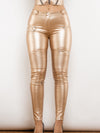 ZASUWA Female Glossy Zipper Pocket Folds Hip-lift Leggings