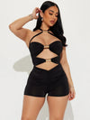 ZASUWA Female Sexy Halter Hollow Out Scrunch Bum Short Romper