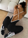 ZASUWA Female Contrast Color Cross Back Ribbed Jumpsuit