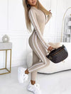 ZASUWA Female Contrast Color Stripes Zipper Jumpsuit
