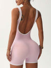 ZASUWA Female Contrast Color Ribbed Scrunch Bum Backless Romper