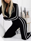 ZASUWA Female Contrast Color Stripes Zipper Jumpsuit