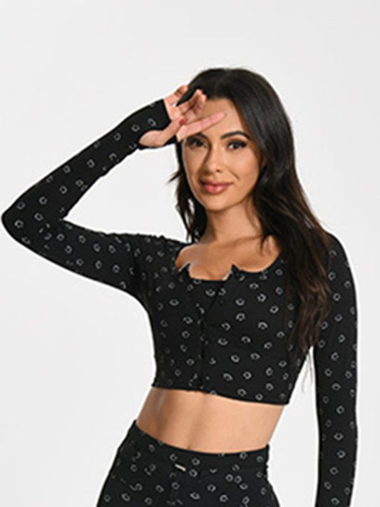 ZASUWA Female Print Thumbholes Fitness Yoga Long Sleeves