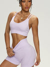 ZASUWA Female Solid Color Cross Back Scrunch Bum Short Tracksuit