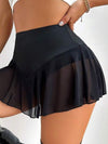 ZASUWA Female Sexy Sheer Mesh Drawstring Quick-dry Skirts