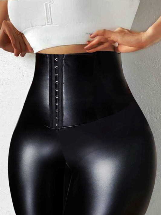 ZASUWA Female Faux Leather Corset Leggings