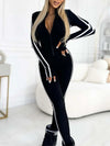 ZASUWA Female Contrast Color Stripes Zipper Jumpsuit
