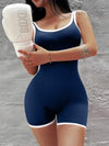 ZASUWA Female Contrast Color Ribbed Scrunch Bum Backless Romper
