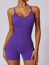 ZASUWA Female V Collar Cross Back Scrunch Bum Seamless Romper