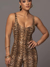 ZASUWA Female Leopard Print U Collar Jumpsuit