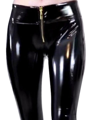 ZASUWA Female Glossy Faux Leather Zipper Hip-lift Leggings