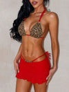 ZASUWA Female Sexy Leopard Print 3-Pieces Bikini Set